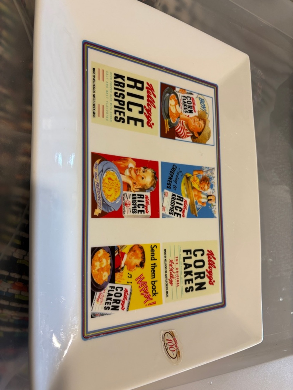Vintage-Style White Cereal Decorative Tray